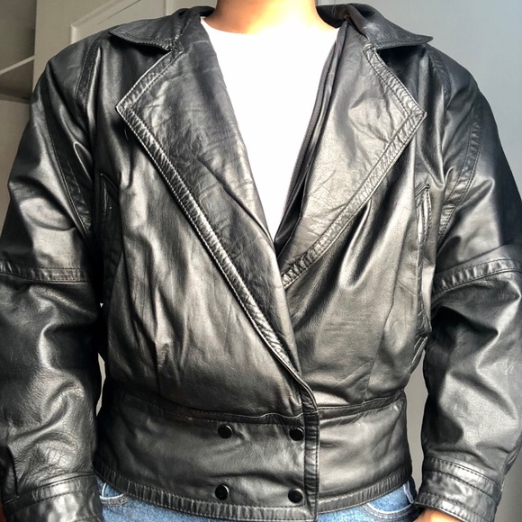 VINTAGE CROP LEATHER JACKET - Picture 6 of 6